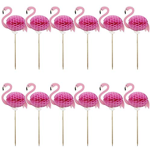 FLZONE 3D Palitos de Cóctel,50 Palillos de Cóctel Brochetas de Bambú Palillo de Frutas para Cócteles Aperitivos Frutas Postres Artículos de Fiesta Brocheta de Frutas-Flamenco Cover