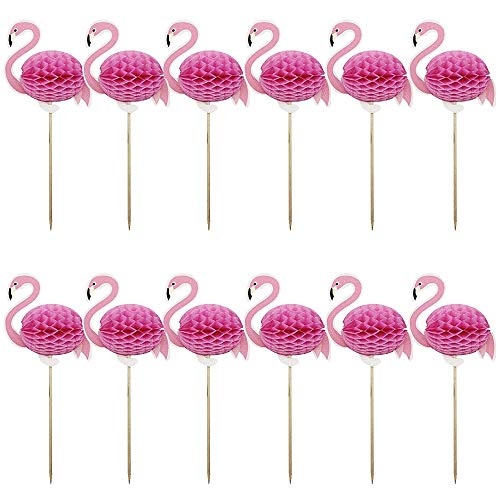 FLZONE 3D Palitos de Cóctel,50 Palillos de Cóctel Brochetas de Bambú Palillo de Frutas para Cócteles Aperitivos Frutas Postres Artículos de Fiesta Brocheta de Frutas-Flamenco