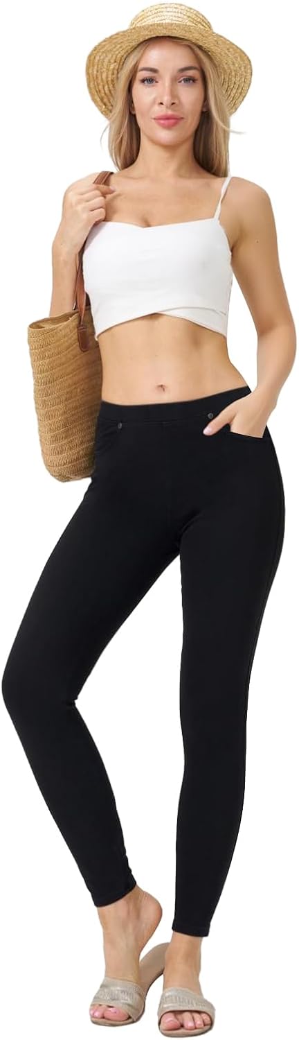 Stretchy Jeans for Women Pull On Jeggings Tummy Control Skinny Leggings with Pockets Trendy Casual - Image 6