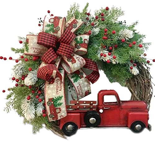 RUJHGL Beautifully Creative Fall Wreath for Front Door Red Truck