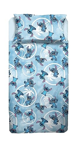 Stitch Drap de lit, Drap Plat, Drap Plat, taie d'oreiller, Bleu, Disney, 100% Coton, Produit...