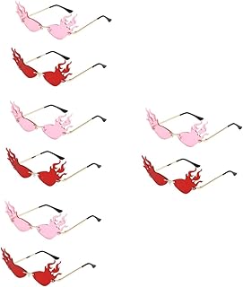 8 Peças De Óculos Espejuelos Para Mujer Goth Óculos De Sol Metálicos Para Mulheres Óculos De Sol Sem Aro Chama Óculos De Sol Da Moda Óculos De Sol Da Moda Para Mulheres Óculos Sem