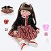 ZIYIUI 24 Pouces Reborn Poupée Bébé Fille Poupée Bébé Souple Silicone Vinyle Baby Belle Poupée aux Cheveux Longs Réaliste 60CM Nouveau-né Poupée Fille Jouet