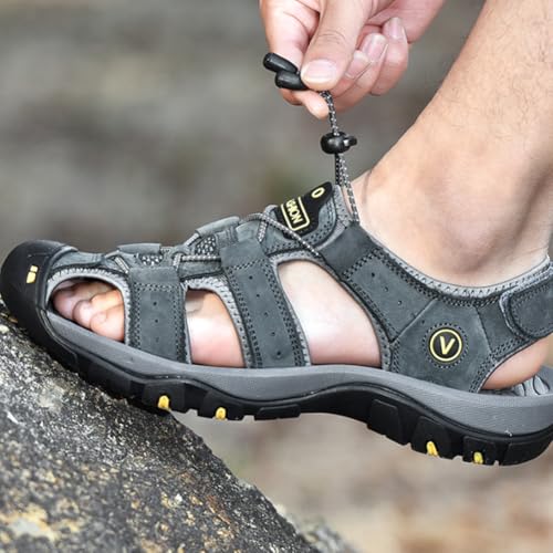 Men's Sport Baotou Casual Large Size Outdoor Sandals Closed Toe Leather Athletic Lightweight Hiking Sandals2