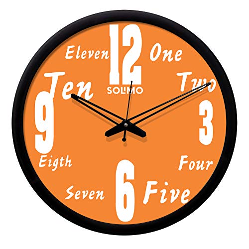 Image of Amazon Brand - Solimo 12-inch Wall Clock - MARK (Silent Movement, Black Frame)