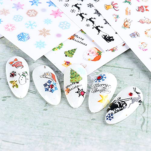 JMEOWIO 3D Nagelsticker Weihnachten, 12 Blätter Selbstklebend Nagel Sticker Schneeflocke Elch Nail Art Decals Design DIY… – Bild 7