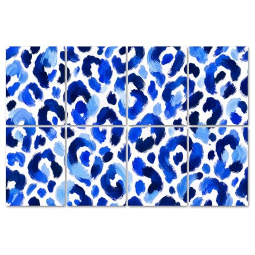 8 Pack Paneles Acústicos Art Decorativos con Estampado Leopardo Azul y Pinceladas Blancas 48"x32" Auto Adhesivos para Estudios de Grabación y Oficina miniatura 1