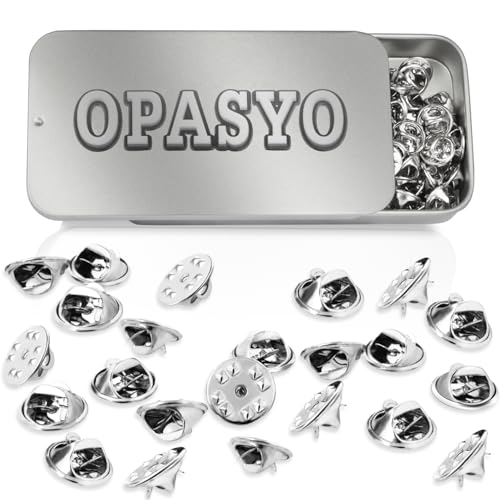 OPASYO 120pcs Locking Pin Backs,Silver Metal Pin Backs for Brooch Hat Badge Insignia Replacement Craft Making,Lapel Butterfly Clutch Locking Pins
