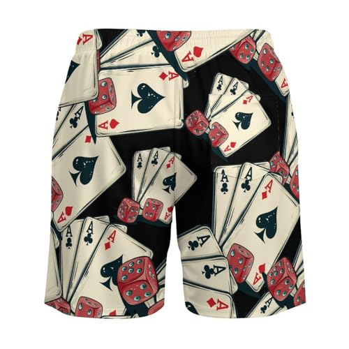 Lucky Gambling Casino Cards and Dice Mens Swim Trunks with Quick-Drying Lining Beach Shorts for Outdoor Sports4
