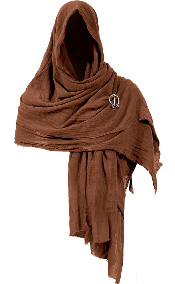 Medieval Cloak with Hood Men Shawl Cowl Hood Scarf Renaissance Viking Costume Apocalyptic Cape Accessory for Women