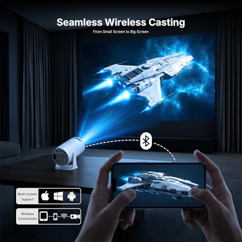 Image of Projector with Screen Mirroring & HDMI Input, Native 720P HD, 150 ANSI Brightness, Auto Keystone, Bluetooth Audio, Manual Focus, Portable Projector for Home Theater