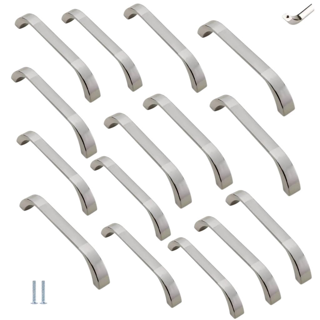 Maniglie per armadi in lega di zinco per mobili, Maniglie for armadietti da cucina in lega di zinco 6 pezzi, distanza dei fori argento 96 mm(15 Pcs)