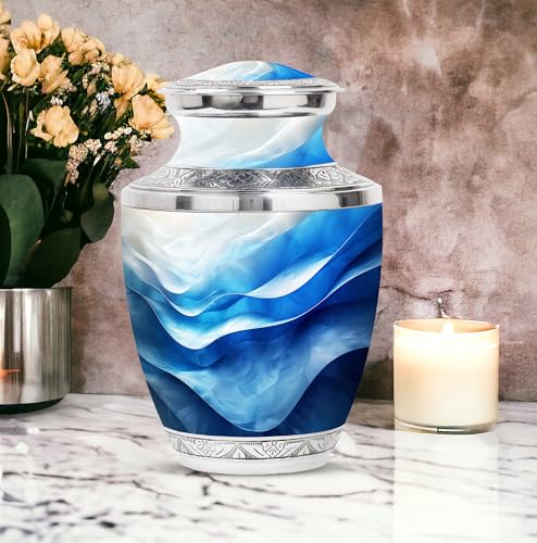 Image of Forest Personalized Urns for Human Ashes Adult Male - Burial Urn for Mom & Dad - Large Decorative Urn - Funeral Ashes Urn - Customized Urns for Human Ashes - 10 Inch Large with Velvet Bag