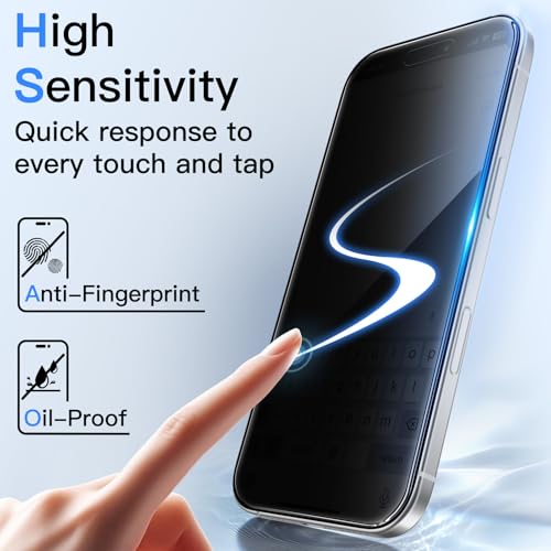 Image of Mr.Shield 360 True Privacy Screen Protector Tempered Glass Guard for iPhone 16 Plus and iPhone 15 Plus, 4-Way Anti-Spy with Easy Installation Kit, 9H Hardness, 3D Curved Edges, Case-Friendly