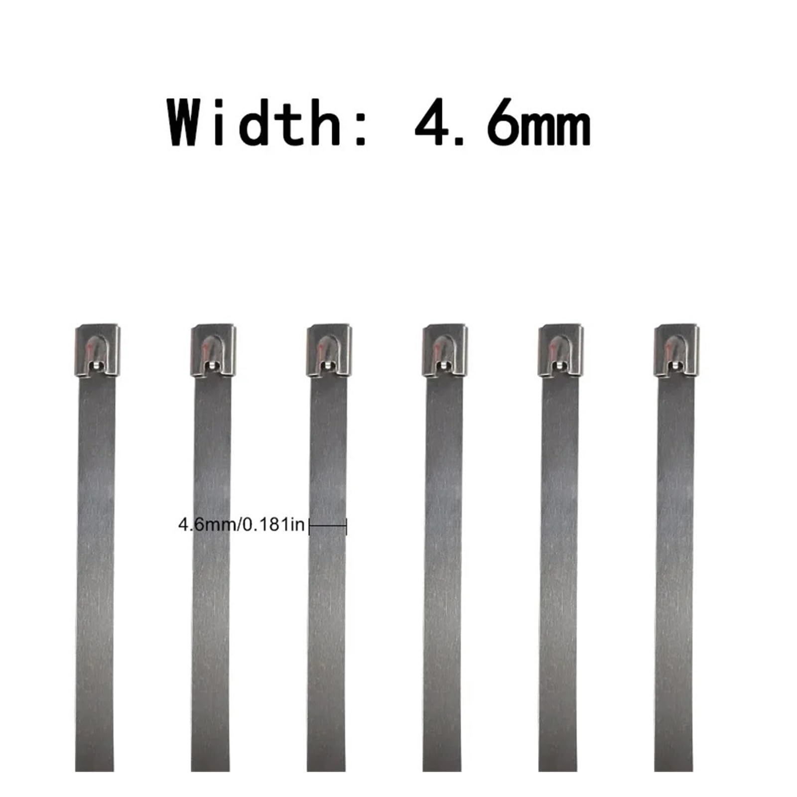100 Pezzi Fascette in Acciaio Inox 304 da 4,6 mm, Resistenza Elevata, Autobloccanti, Multiuso (Ideali per Fissaggio Fasce Termiche per Scarichi)(800mm)