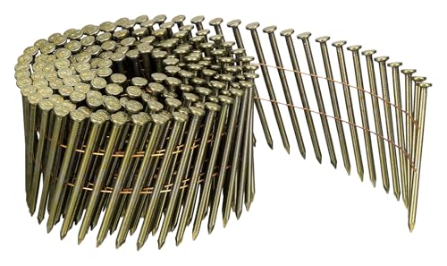 Clavos para conectar alambre HiKOKI CN65 VS3365CN, longitud total 2.6 pulgadas (65 mm), diámetro de vástago 0.13 pulgadas (3.3 mm), rollo, para pistolas de clavos, para madera, 200 x 10 rollos, recubiertos en amarillo, clavos N, compatible JIS miniatura 1