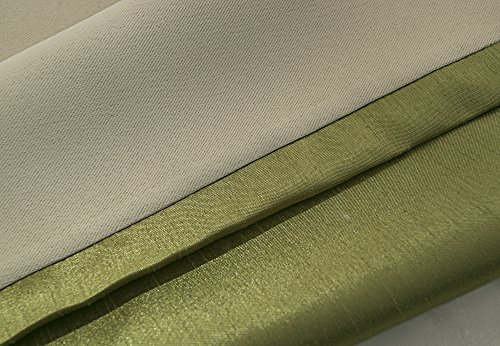 Image of GYROHOME Extra Wide Blackout Curtain for Sliding Glass Door, Faux Silk Blackout Curtains (Beige Liner) Fully Lined Solid Window Treatment Drapes (1Panel,100x84inch, Grass Green)