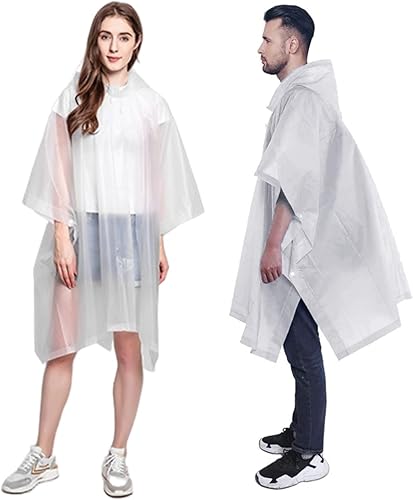 YUNLOVXEE Poncho de lluvia impermeable para adultos, paquete de 2 abrigos impermeables de EVA, chaqueta de lluvia reutilizable para mujeres y