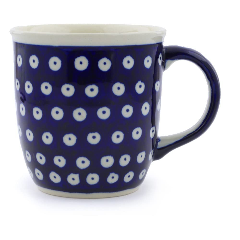 Polish Pottery Market 12 oz Mug with Handle – Hand-crafted Bolesławiec Polish Stoneware by Zakłady Ceramiczne – Made in Poland (Polka Dot)