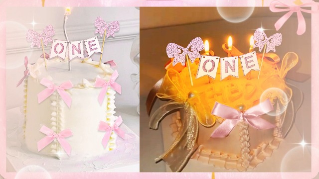 Décoration De Gâteau Nœud Rose Lyreh - Pour 1er Anniversaire, Baby Shower, Fête Thématique, 20x20 Cm