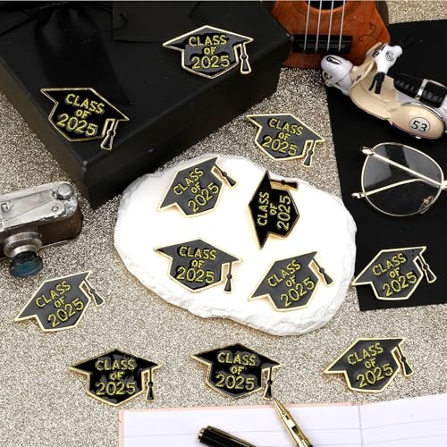 Image of 12 PCS Graduation Enamel Brooch for Hats Rhinestone Crystal Graduation Cap Lapel Badges Congrats 2026 Graduation DIY Brooch Pins Gift for Teacher Clothes Bags Backpack Jewelry Decor