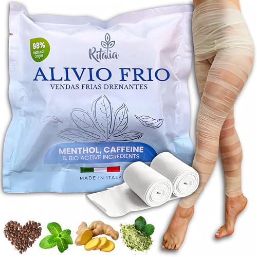 Ritalia® Vendas frias piernas con EFECTO FRIO DRENANTES Extractos 100% naturales - Tratamiento acción tonificante, revitalizante y anticelulítica