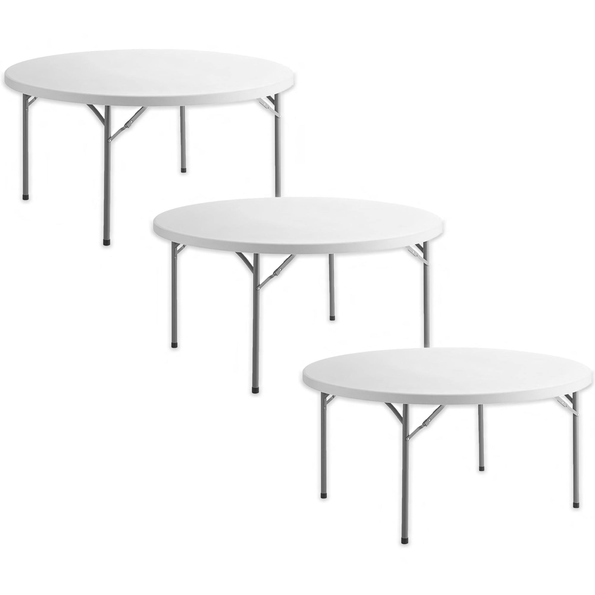 Commercial 5ft Round Table Pack - Lightweight, Perfect for Cafeterias, Events & Banquets - 60" Circle Plastic Table