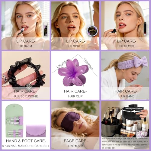 Image of Mothers Day Gifts for Women, 26 Pcs Spa Kit, Spa Gift Set, CHARCOAL & SHEA BUTTER Bath & Body Gift Makeup Organizer, Spa Gift Basket, Face Skin Care Kit, Lip Self-Care, Serum, Birthday, Christmas