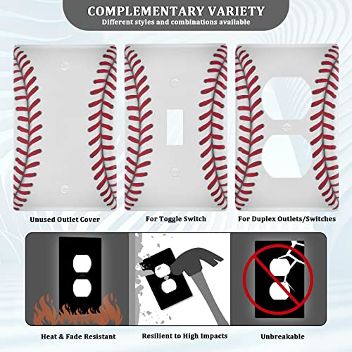 Placa de interruptor de béisbol blanca y cubierta de enchufe dúplex 4