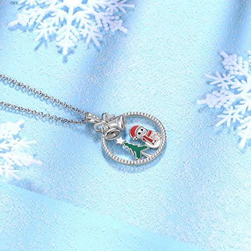 Plata de ley 925: collar de cadena ajustable con aretes de árbol de Navidad 6
