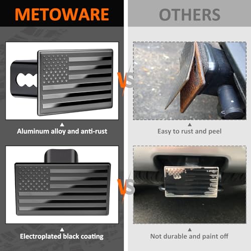 Metoware 40974 Trailer Hitch Covers, Heavy American Flag Metal Hitch Cover thumb #3