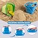 Aimlovs Collapsible Beach Toys Set for Kids,Sand Bucket Shovel, Rake, Mesh Bag 4 Molds & Castle Building Set for Beach Travel,Sandbox Toys, Foldable Beach Essentials for Toddlers 3-10(Blue&Green)