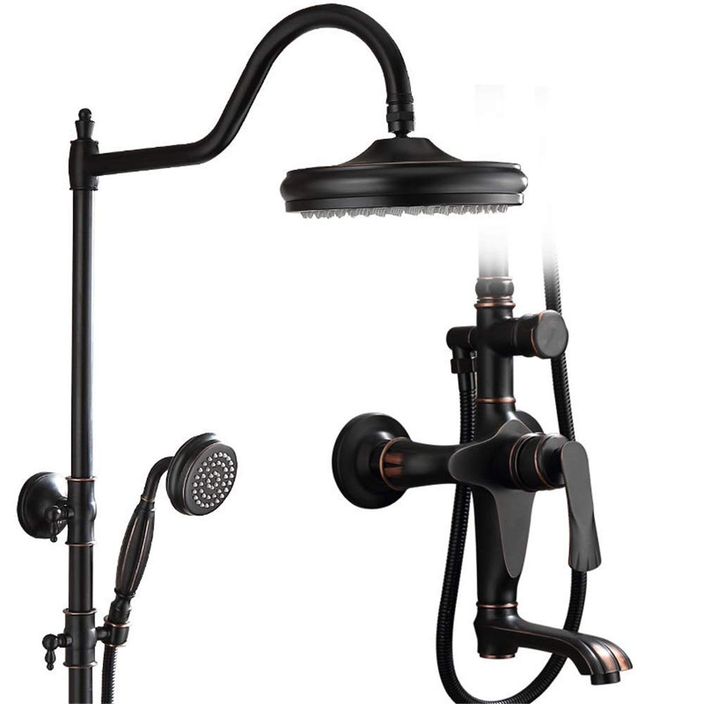 Douche en Bronze Noir rétro pour salle de bain avec robinet mitigeur eau chaude et froide