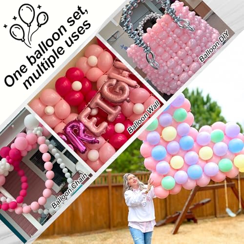 Image of Pastel Pink Linking Balloons, 60PCS 6 Inch Small Baby Pink Link Balloons for Making Balloon Wall Heart Arch, Quick Linked Balloon for Girls Wedding Birthday Baby Shower Valentine's Party Decorations