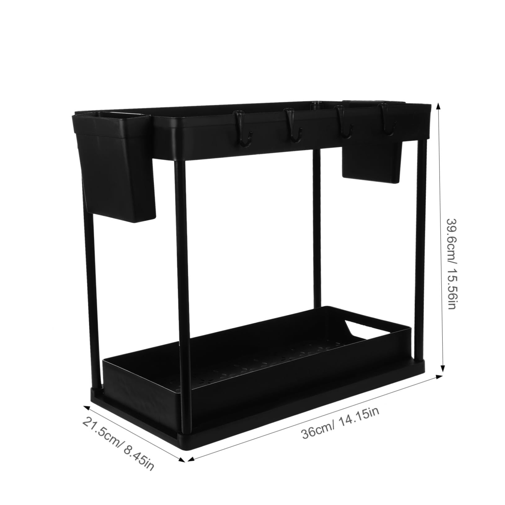 Ciieeo 2tier Double Spice Jar Rack Pull Out Kitchen Organizer Chopstick Holder Cabinet Storage for under Sink and Countertop Space-saving Design