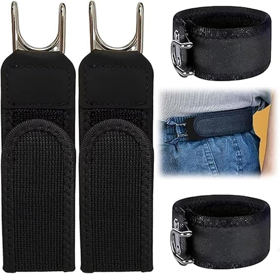 Nothora No Buckle Belts for Men 2PCS Metal Hook Elastic Belt - Buckless Belt for Men Unisex Adjustable Waist Strap (2 Black)