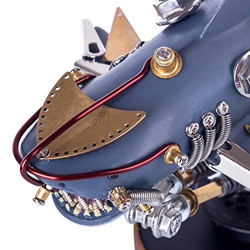 Zestaw samodzielnego montażu metalowych puzzli 3D rekinem, rozkładana układanka 3D, zestaw budowania stali nierdzewnej dorosłych, mechaniczna zabawka łamigłówka, ozdoba biurko – 136 elementów