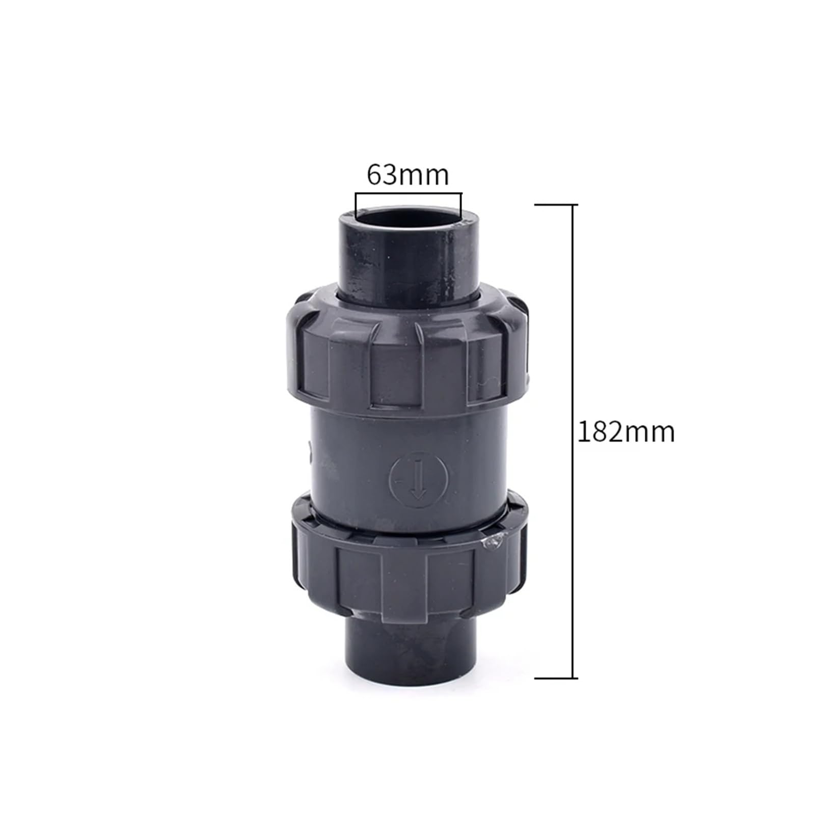 Zawór zwrotny z podwójnym złączem PCV, jednokierunkowe, jednokierunkowe złącze do akwarium z nawadnianiem ogrodu, 1 szt.(63mm)