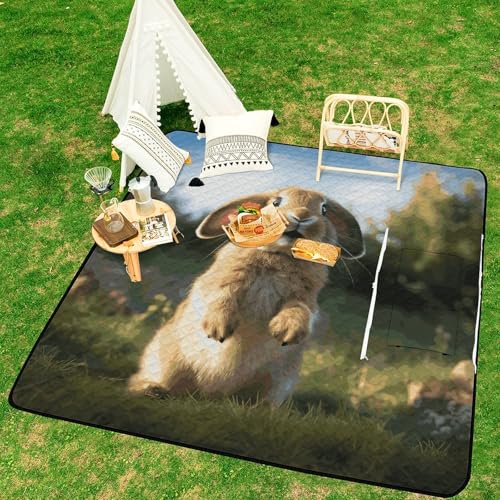 Couverture de plage lapin zippée imperméable et bâche de camping pliable pour extérieur - 7