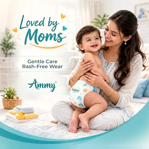 Image of Ammy KoolKids Baby Diaper Pants Size NB (44 pcs) Upto 3 kg | Cottony Soft, 12hr Leakproof & Rash-Free Protection | Quick Absorption with ADL Magic Gel for All-Day Dryness & Comfort