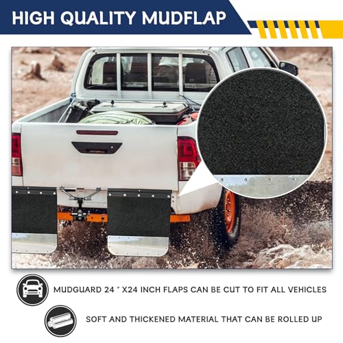 Image of 2 inch 2.5 inch 3 inch Hitches Mounted Truck Mud Flaps with Stainless Steel Plates, Stone Guards for Trucks, Adjustable Width & Height Universal Fit for Most Vehicles