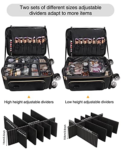 Leather Rolling Makeup Case, Makeup Backpack Professional Makeup Case For Makeup Artist, Hair Tool Storage Organizer, With Heat Insulation Layer And Adjustable Dividers #TOP4