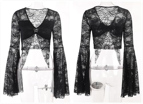 Image of TOMETO STAR Bolero Shrug Tops for Women Goth Flare Sleeve Shrugs