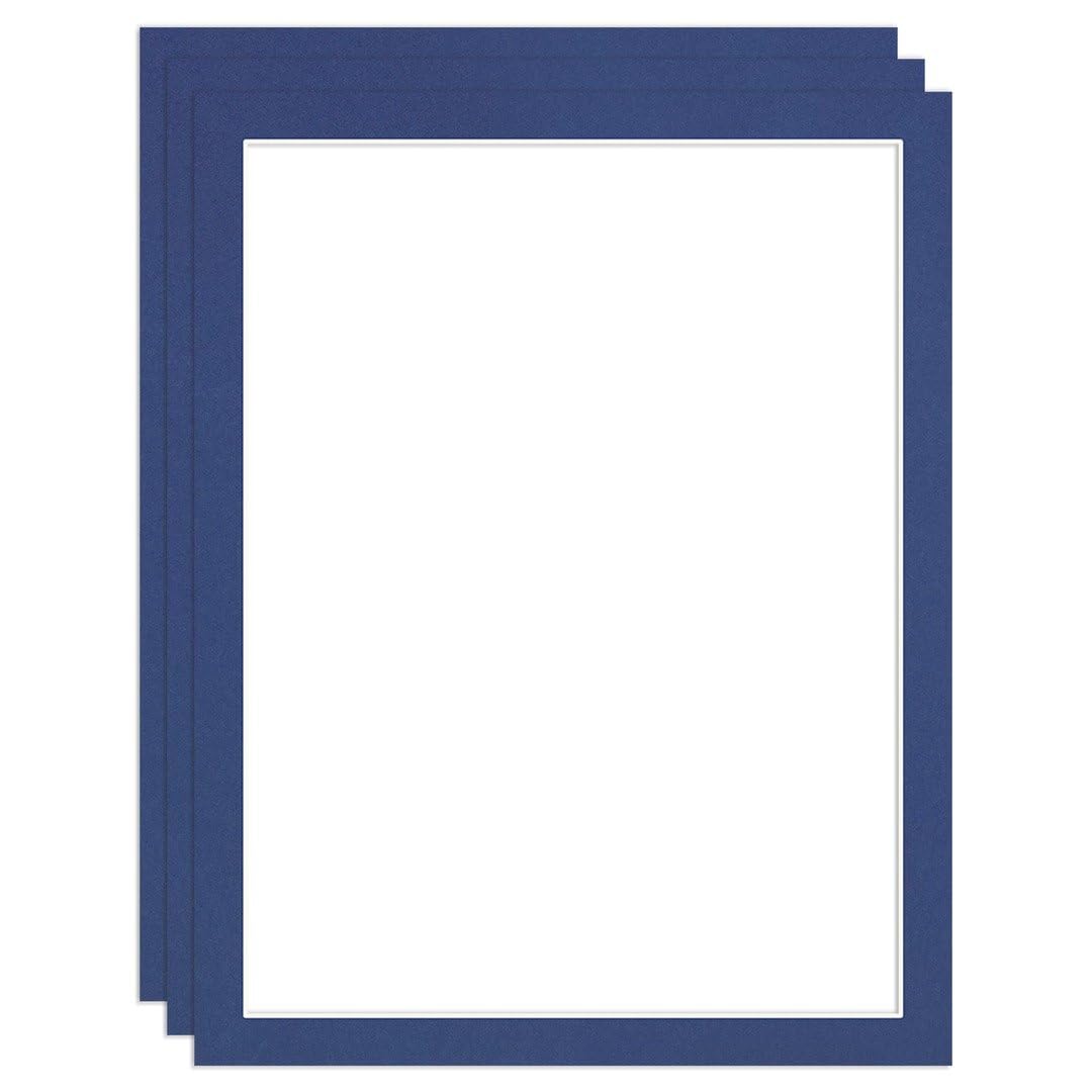 Procut Global 90x70cm Blue Picture Mounts to Fit 80x60cm Aperture - Precision Cut Cardboard Photo Mount - Ideal for Frames, Prints, Artwork & Certificates - Sizes & Colours Available - 3 Pack