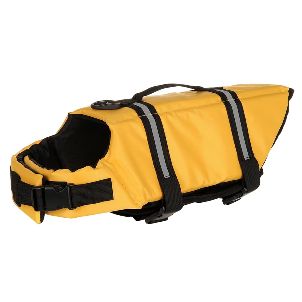 Fansu Chaleco Salvavidas para Perros con Asa, Ajustable Chaleco de Seguridad para Nadar para Perros para Perros Pequeños Perros Grandes para Nadar, Surfear, pasear en Bote (XXS,Amarillo)