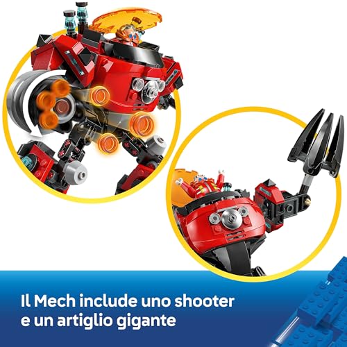Sonic the Hedgehog Knuckles vs. il Mech Egg Crusher del Dr. Eggman - Set con 2 Minifigure, Anelli e Smeraldi del Caos - Regalo per Bambini e Bambine da 8 Anni in su Fan dei Videogiochi - 77005 - Lego - Immagine 4