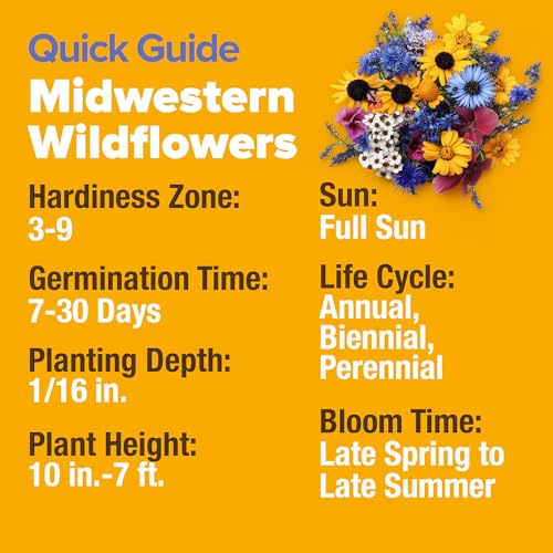 Image of HOME GROWN Midwest Wildflower Seeds Bulk Mix | 32,500+ Open Pollinated Perennial & Annual Flower Seed for Planting | 15 Varieties for Attracting Bees & Butterflies | 2 oz