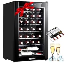 BODEGACOOLER Wine Cooler with Glass Door, 28 Bottles Small Wine Fridge, Freestanding Wine Cellar,Compressor Cooling Mini Fr…