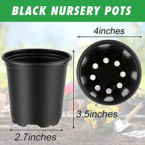 40-Pack Black Thickened Plastic Nursery Pots, 4 Inches Planting Pots For Flower Seedling, Succulents, Cuttings,Transplanting (15 Pcs Plant Labels Included) #TOP2