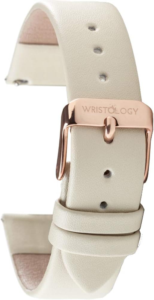 Wristology Quick Release Genuine Leather Easy Change Band Strap 14mm (Beige)